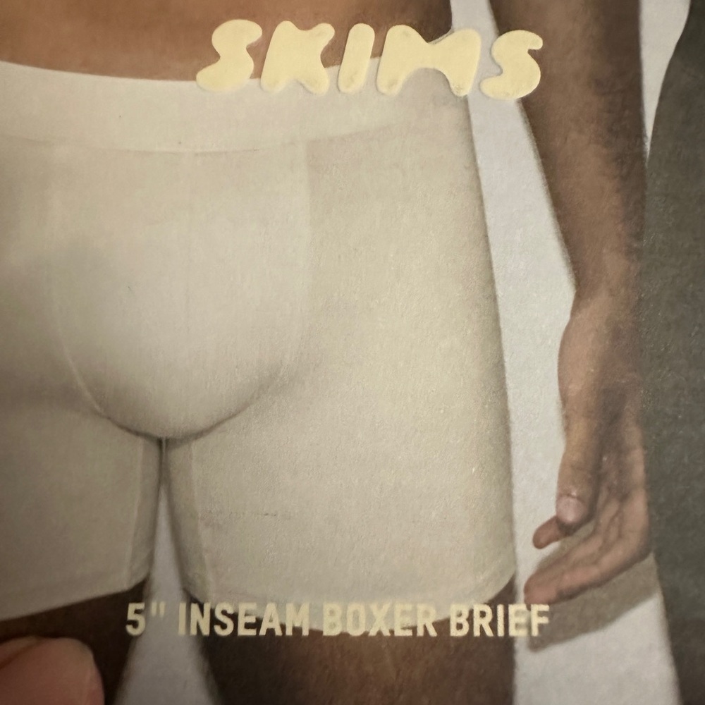 NWT SKIMS Men's Boxer Briefs - Cream and Gray - Picture 5 of 6